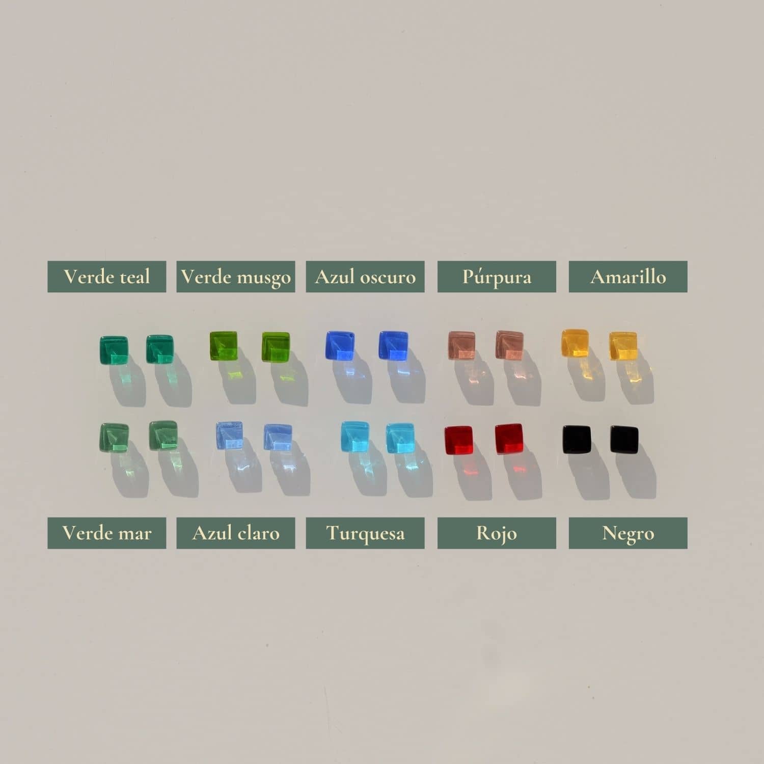 Colores superiores para pendientes personalizados. Joyería sostenible Tejeluz.