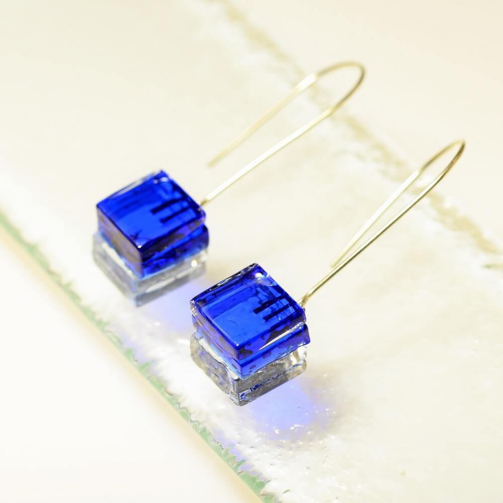 Pendientes de plata y vidio modelo Atalanta - Tejeluz color azul. Pendientes de plata y vidio modelo Atalanta - Tejeluz color azul.