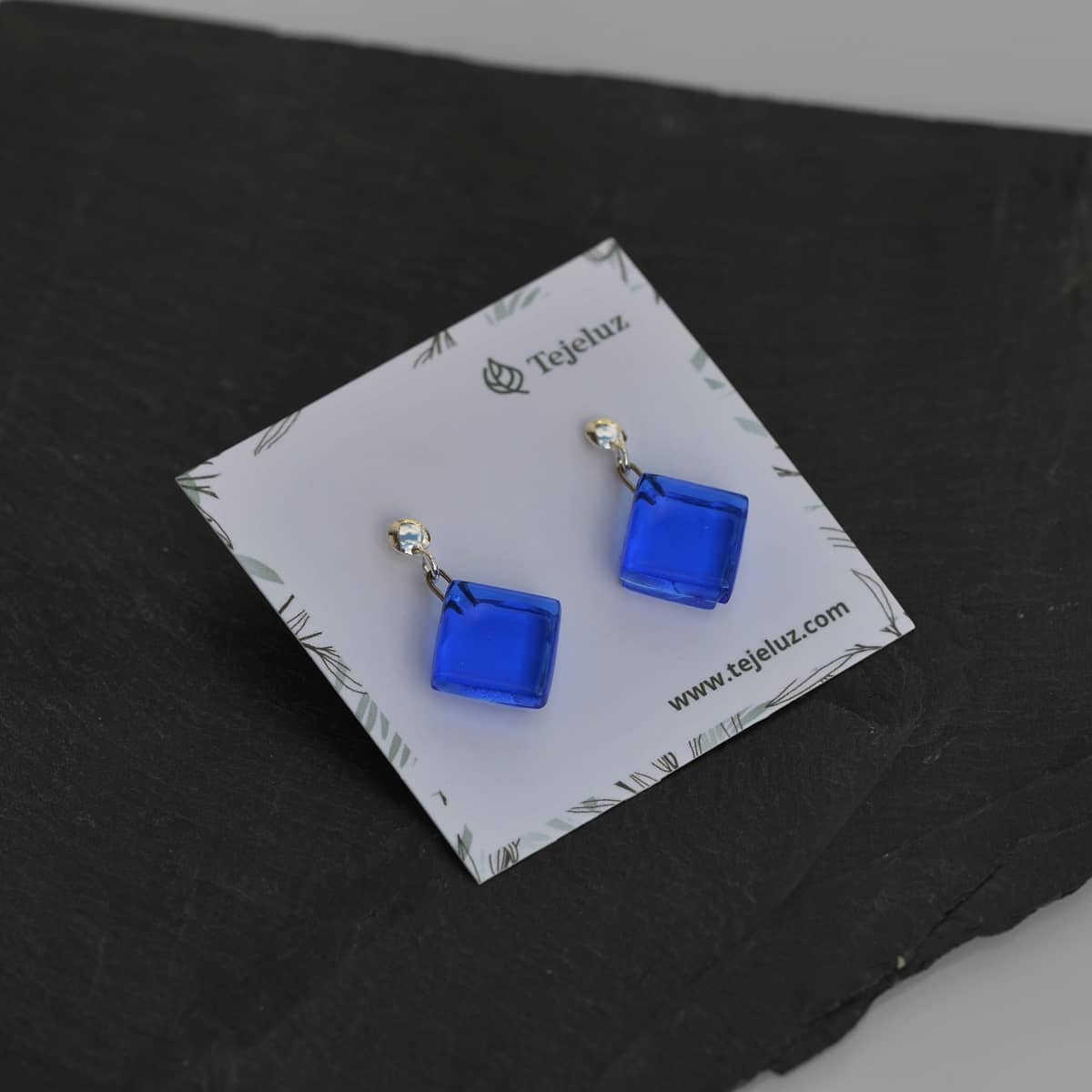 Pendientes de plata y vidrio modelo Ariadna azul- Tejeluz Pendientes de plata y vidrio modelo Ariadna azul- Tejeluz