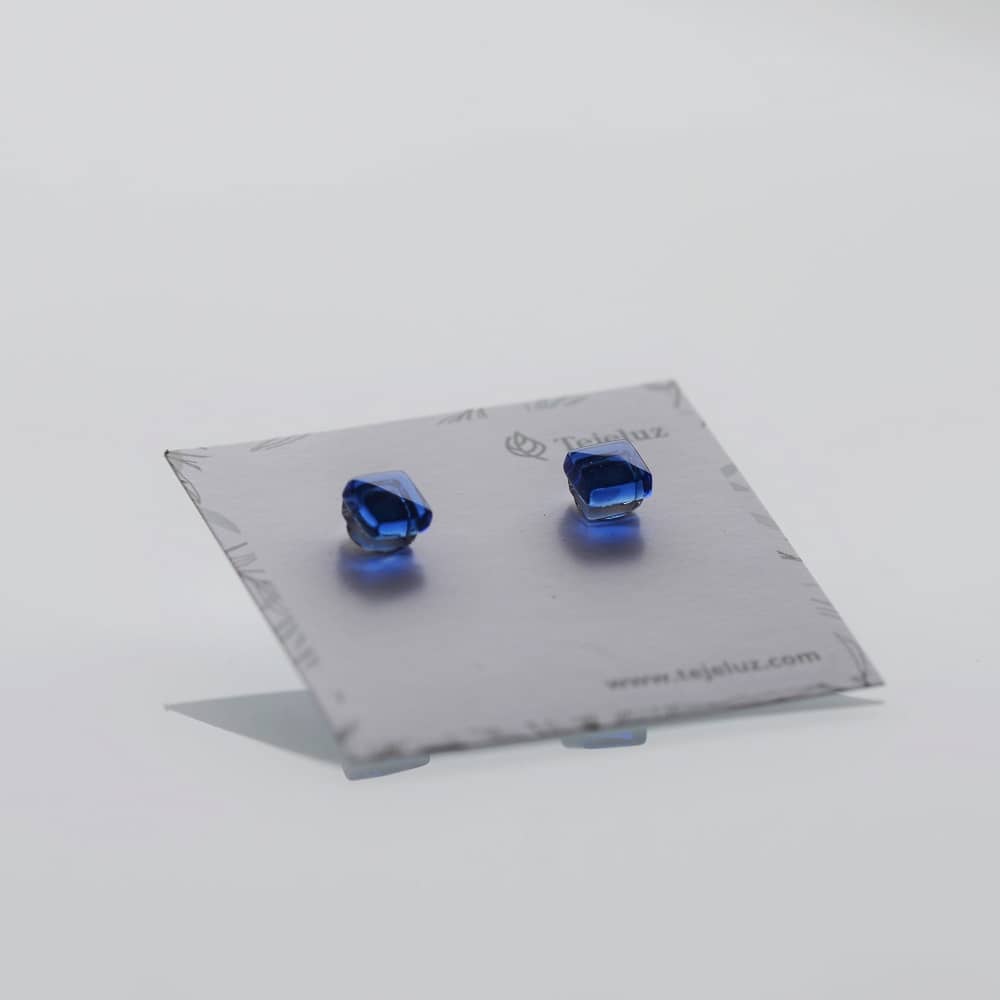 Pendientes de plata y vidrio modelo Calipso color azul - Tejeluz Pendientes de plata y vidrio modelo Calipso color azul - Tejeluz